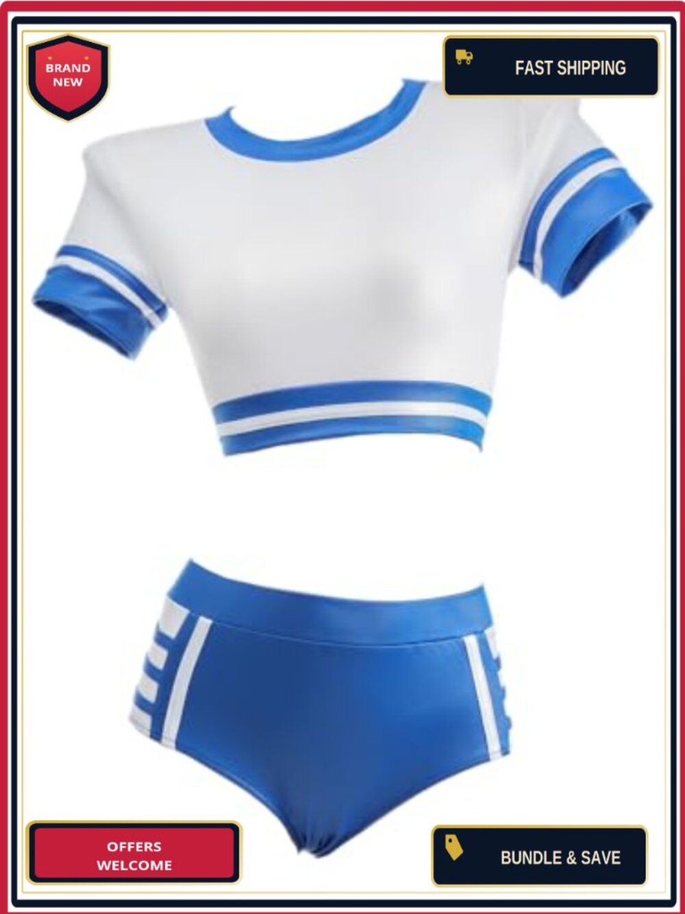 QNCLO Anime Cosplay Tankini Set S-XL Fitted Ice Silk Kawaii Beach Swimwear